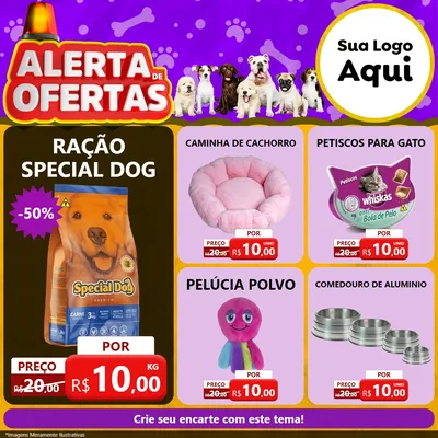Modelo de Rede Social para Feed Facebook com o tema Alerta de Oferta (pet) para Pet Shop