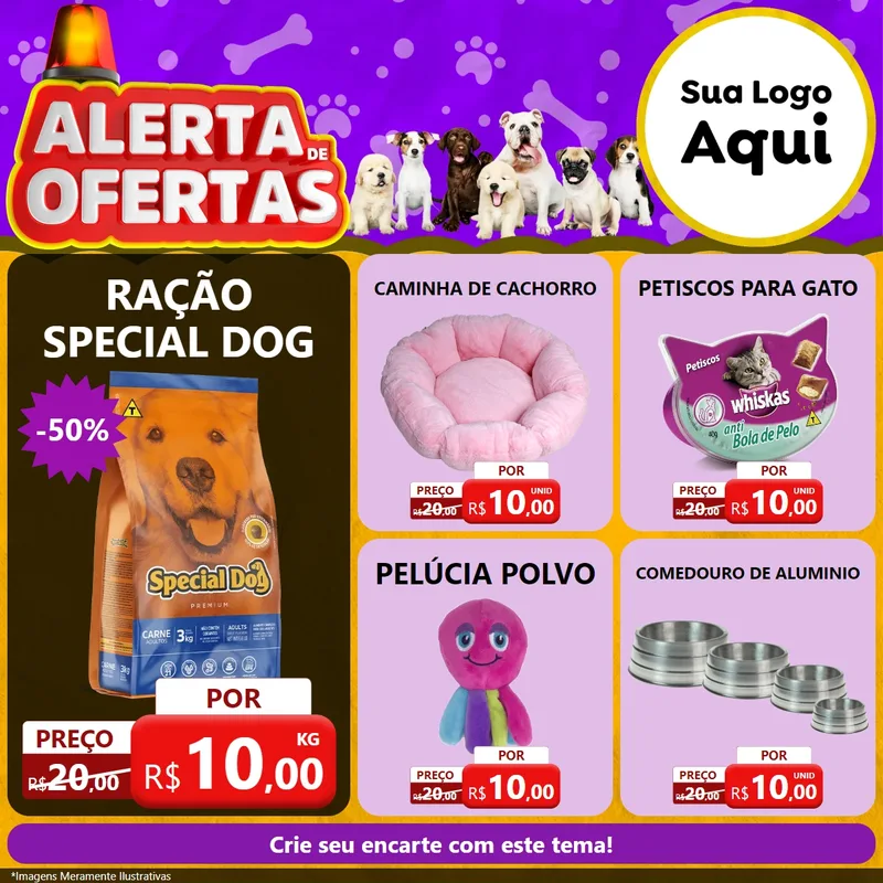 Modelo de Rede Social para Feed Facebook com o tema Alerta de Oferta (pet) para Pet Shop