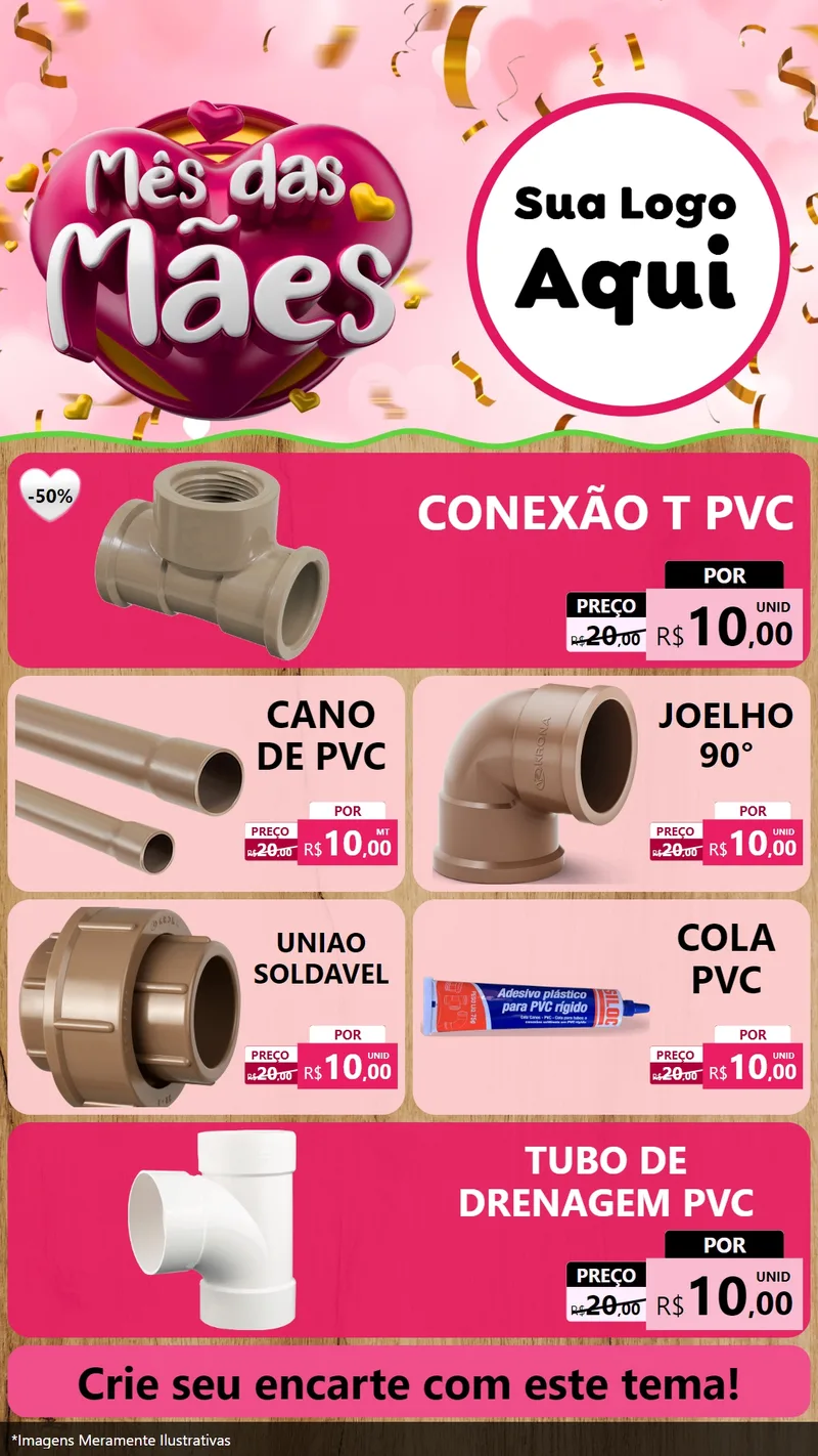Modelo de TV para TV Vertical com o tema Mês das Mães para Tubos e conexões