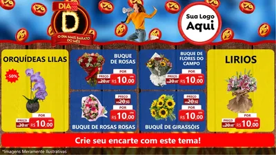 Modelo de TV para TV Horizontal com o tema Dia D - O Dia Mais Barato Do Mês para Floricultura e jardim