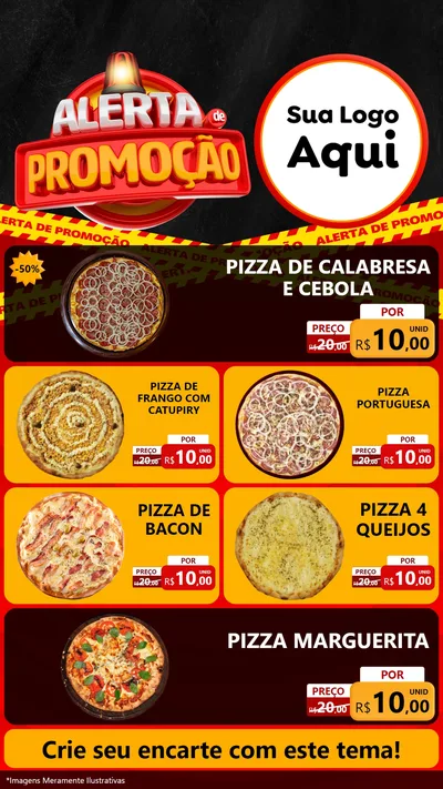 Modelo de TV para TV Vertical com o tema Alerta de Promoção para Pizzaria