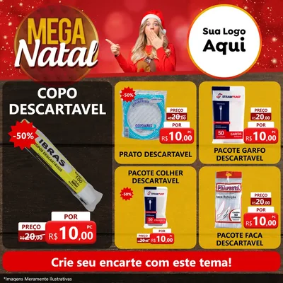 Modelo de Rede Social para Feed Facebook com o tema Mega Natal para Embalagens
