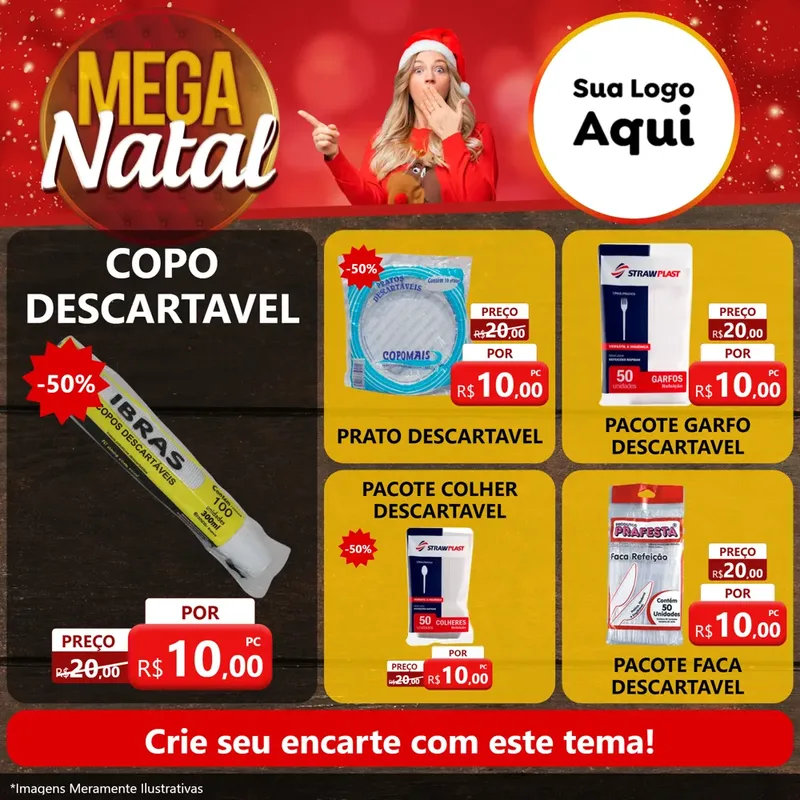 Modelo de Rede Social para Feed Facebook com o tema Mega Natal para Embalagens