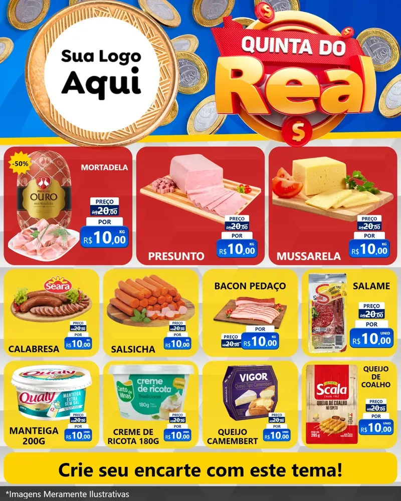 Modelo de Rede Social para Feed Instagram com o tema Quinta do Real para Frios e Laticínios