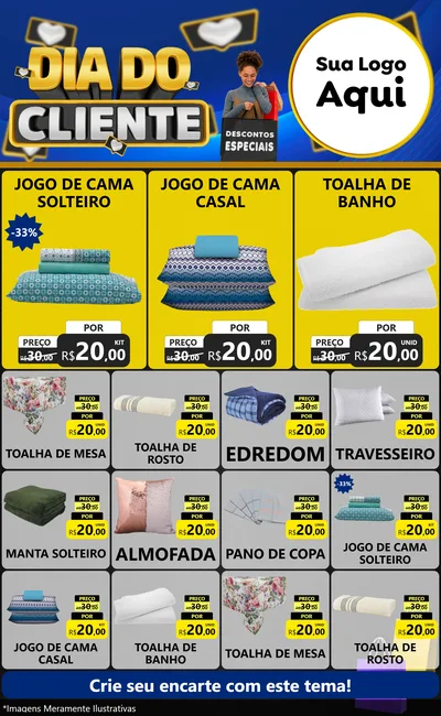 Modelo de Encarte para Encarte Grande com o tema Dia Do Cliente para Cama, Mesa e Banho