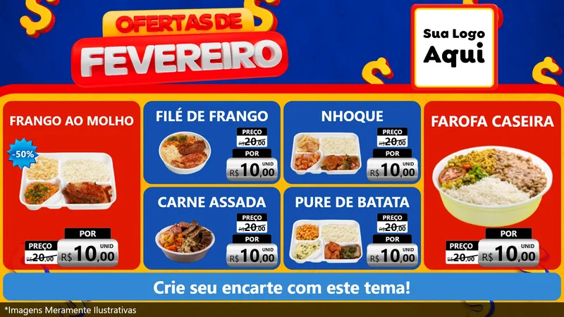 Modelo de TV para TV Horizontal com o tema Ofertas de Fevereiro para Restaurante