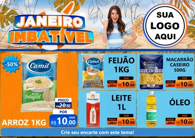 Modelo de Encarte para Encarte A4 Horizontal com o tema Janeiro Imbatível para Supermercado