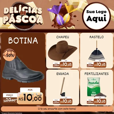 Modelo de Rede Social para Feed Facebook com o tema Delícias de Páscoa para Agropecuária