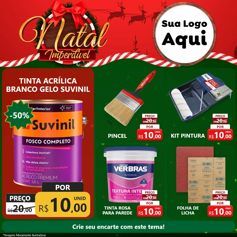 Modelo de Rede Social para Feed Facebook com o tema Natal Imperdível para Tintas e Ferramentas