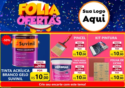 Modelo de Encarte para Encarte A4 Horizontal com o tema Folia de Ofertas para Tintas e Ferramentas