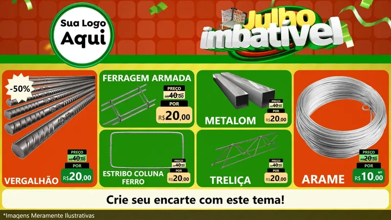 Modelo de TV para TV Horizontal com o tema Julho Imbatível para Ferragens