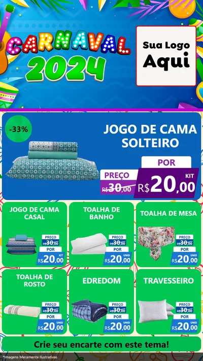 Modelo de Rede Social para Stories com o tema Carnaval 2027 para Cama, Mesa e Banho