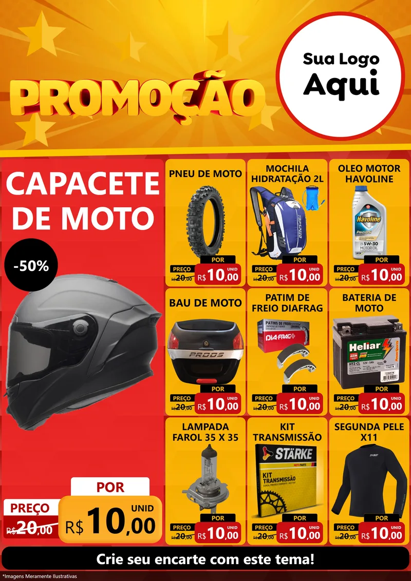 Modelo de Encarte para Encarte A4 Vertical com o tema Promoção para Moto peças