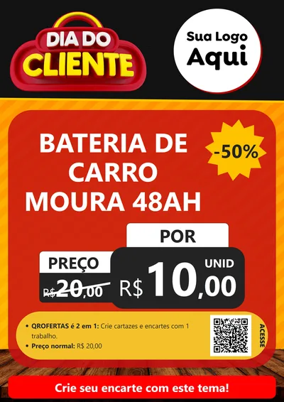 Modelo de Cartaz para Cartaz A4 Vertical com o tema Dia do Cliente para Baterias Elétricas