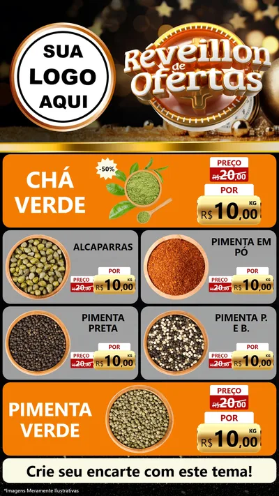 Modelo de TV para TV Vertical com o tema Réveillon de Ofertas para Produtos Naturais
