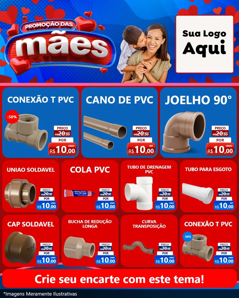 Modelo de Rede Social para Feed Instagram com o tema Promoção das Mães para Tubos e conexões