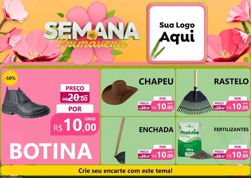 Modelo de Encarte para Encarte A4 Horizontal com o tema Semana da Primavera para Agropecuária