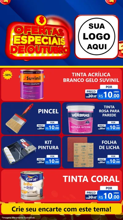 Modelo de TV para TV Vertical com o tema Ofertas Especiais de Outubro para Tintas e Ferramentas