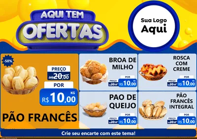 Modelo de Encarte para Encarte A4 Horizontal com o tema Aqui Tem Ofertas para Padaria