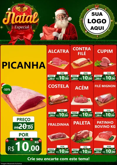 Modelo de Encarte para Encarte A4 Vertical com o tema Natal Especial para Açougue