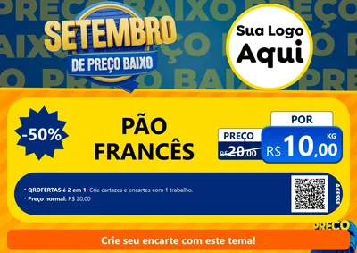 Modelo de Cartaz para Cartaz A4 Horizontal com o tema Setembro De Preço Baixo para Padaria