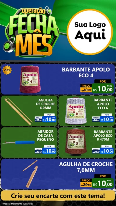 Modelo de TV para TV Vertical com o tema Operação Fecha Mês para Armarinho e Aviamentos