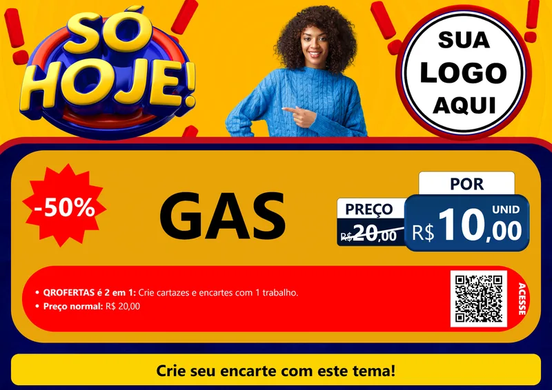 Modelo de Cartaz para Cartaz A4 Horizontal com o tema Só Hoje! para Água e gás
