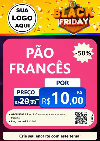 Modelo de Cartaz para Cartaz A4 Vertical com o tema Black Friday para Padaria