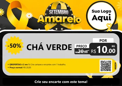 Modelo de Cartaz para Cartaz A4 Horizontal com o tema Setembro Amarelo para Produtos Naturais
