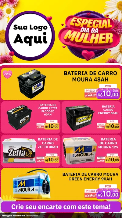 Modelo de TV para TV Vertical com o tema Especial Dia da Mulher para Baterias Elétricas