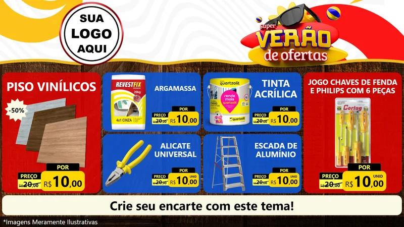 Modelo de TV para TV Horizontal com o tema Super Verão de Ofertas para Material para Construção
