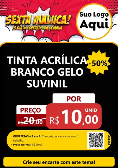 Modelo de Cartaz para Cartaz A4 Vertical com o tema Sexta Maluca! para Tintas e Ferramentas