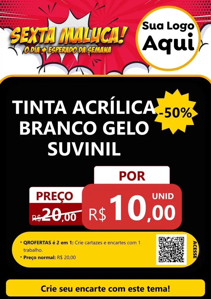 Modelo de Cartaz para Cartaz A4 Vertical com o tema Sexta Maluca! para Tintas e Ferramentas