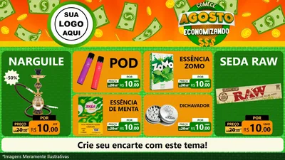 Modelo de TV para TV Horizontal com o tema Comece Agosto Economizando para Tabacaria
