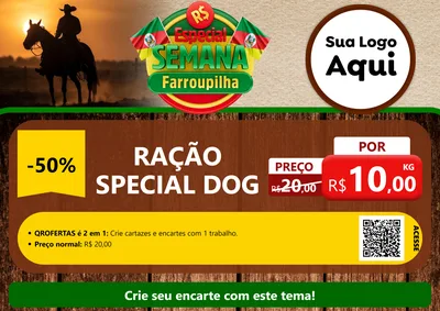 Modelo de Cartaz para Cartaz A4 Horizontal com o tema Especial Semana Farroupilha para Pet Shop