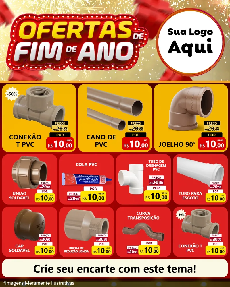 Modelo de Rede Social para Feed Instagram com o tema Ofertas de Fim de Ano para Tubos e conexões