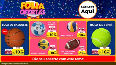 Modelo de TV para TV Horizontal com o tema Folia de Ofertas para Artigos Esportivos