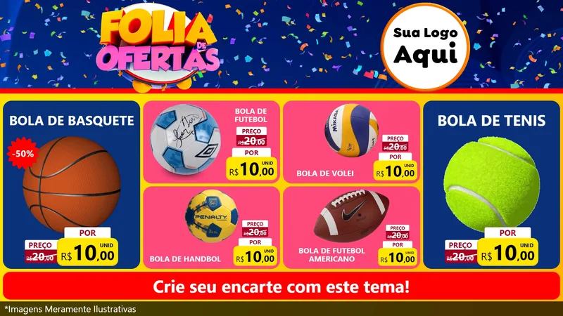 Modelo de TV para TV Horizontal com o tema Folia de Ofertas para Artigos Esportivos