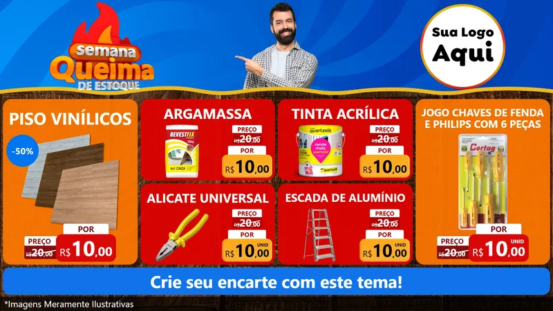 Modelo de TV para TV Horizontal com o tema Semana Queima de Estoque para Material para Construção