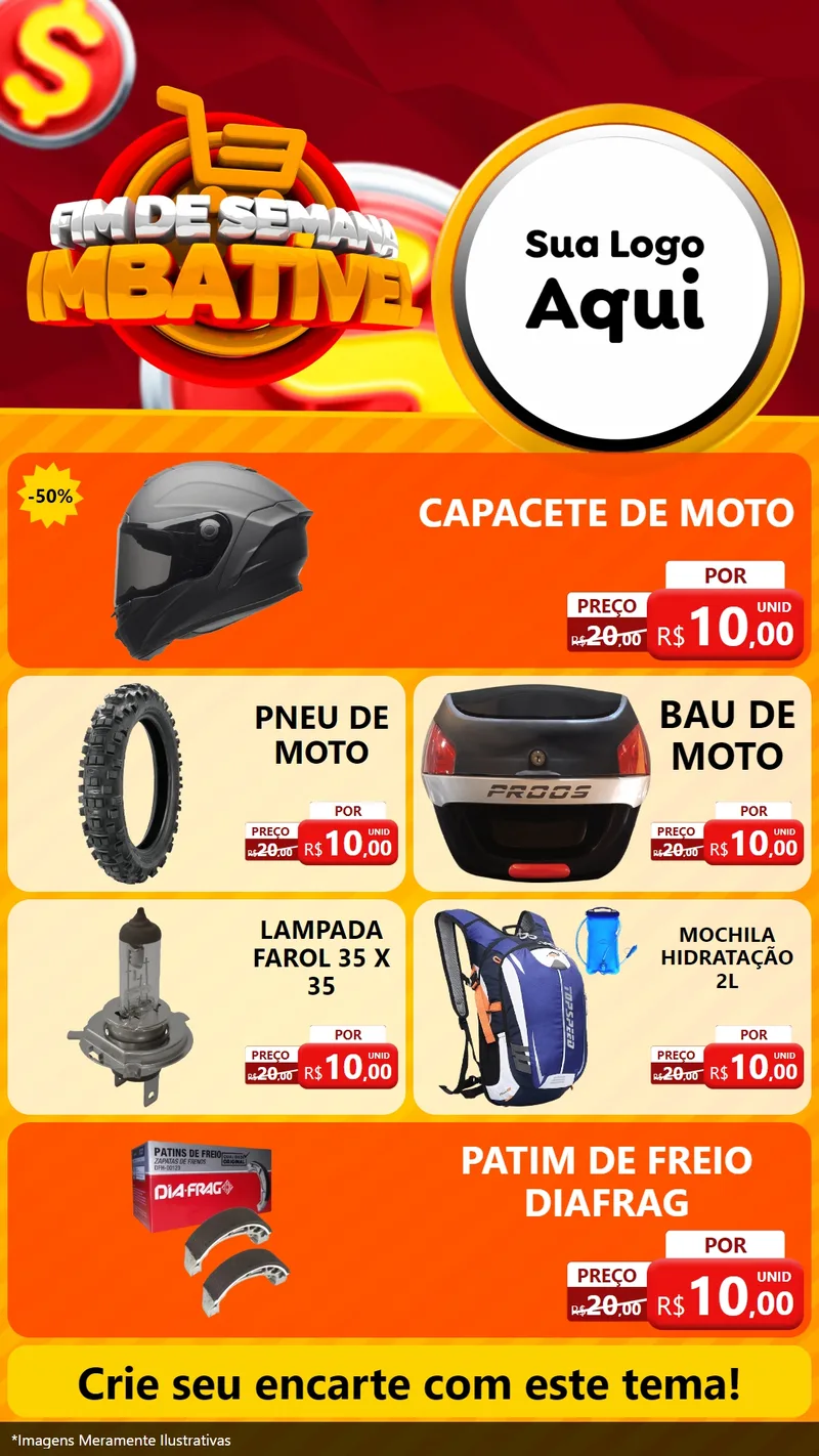 Modelo de TV para TV Vertical com o tema Fim de Semana Imbatível para Moto peças