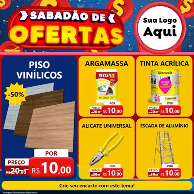 Modelo de Rede Social para Feed Facebook com o tema Sabadão de Ofertas para Material para Construção