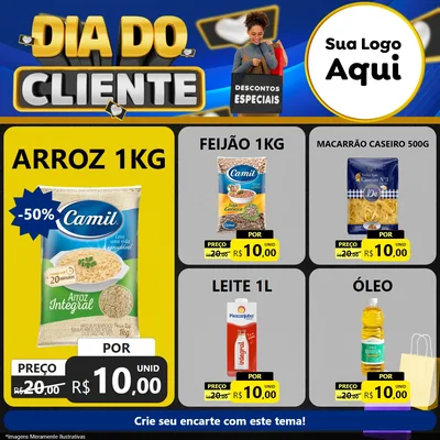 Modelo de Rede Social para Feed Facebook com o tema Dia Do Cliente para Supermercado