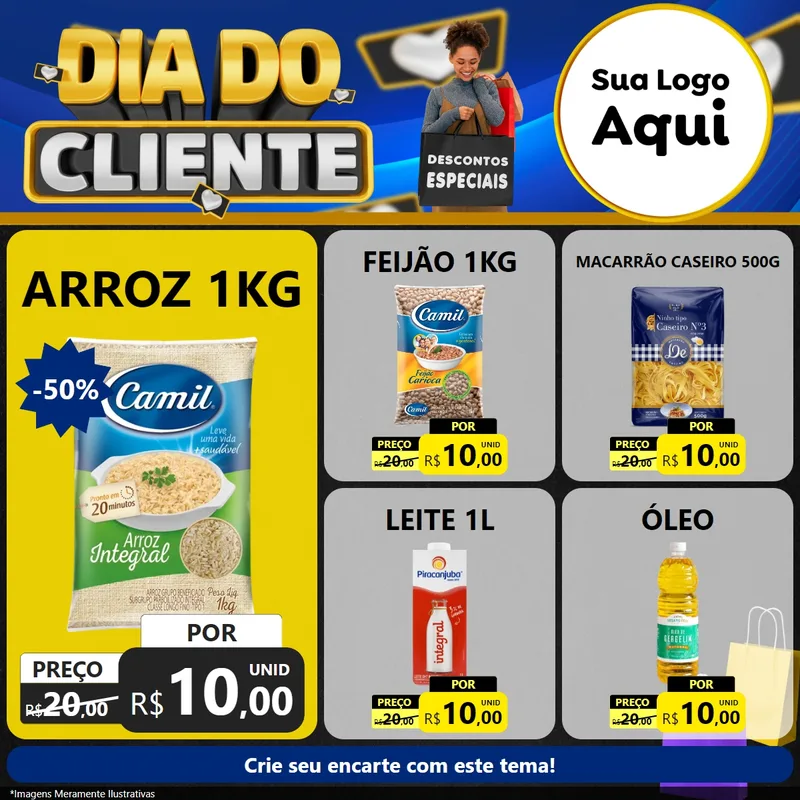 Modelo de Rede Social para Feed Facebook com o tema Dia Do Cliente para Supermercado