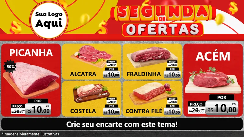 Modelo de TV para TV Horizontal com o tema Segunda de Ofertas para Açougue