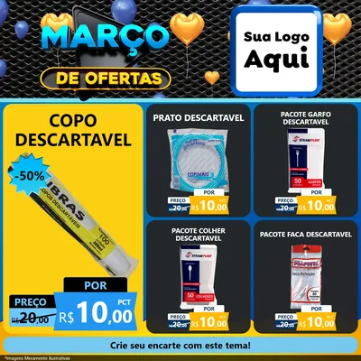 Modelo de Rede Social para Feed Facebook com o tema Março de Ofertas para Embalagens