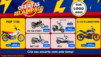 Modelo de TV para TV Horizontal com o tema Ofertas Relâmpago para Concessionaria de Motos