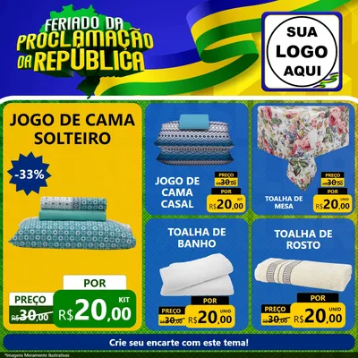 Modelo de Rede Social para Feed Facebook com o tema Feriado da Proclamação da República para Cama, Mesa e Banho