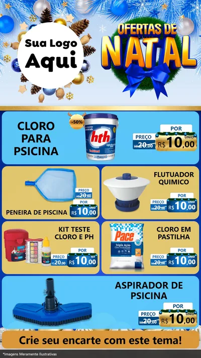 Modelo de TV para TV Vertical com o tema Ofertas de Natal para Produtos para Piscina