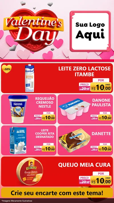 Modelo de TV para TV Vertical com o tema Valentine's Day para Frios e Laticínios