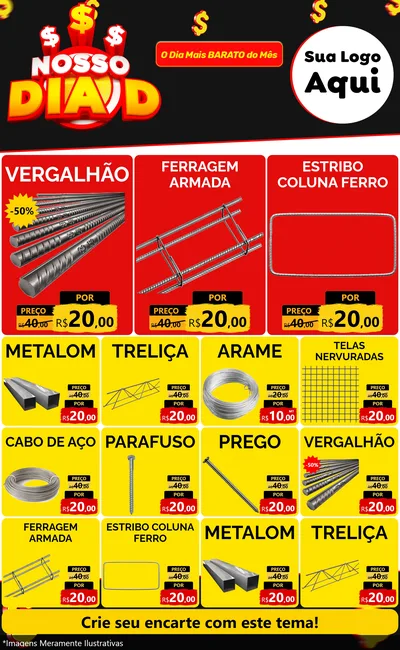Modelo de Encarte para Encarte Grande com o tema Nosso Dia D para Ferragens